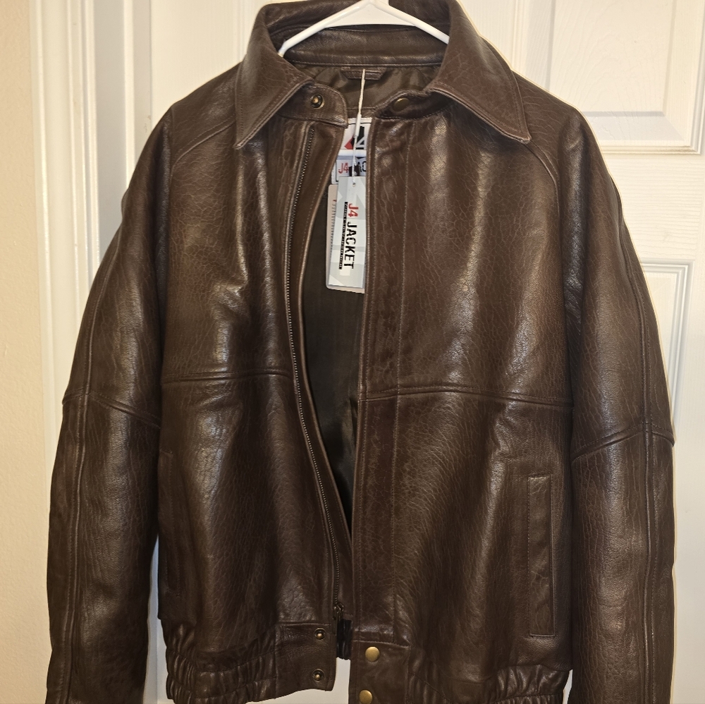 Men's Brown Leather Bomber Jacket